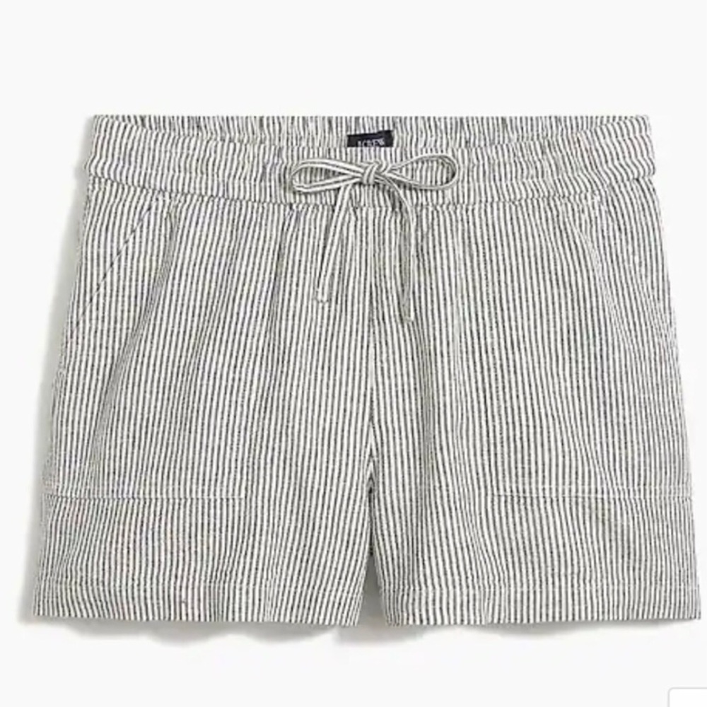 J. Crew Factory Black White Striped High Rise Pull On Shorts XL NWT